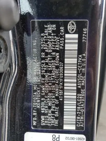 2015 TOYOTA CAMRY LE  