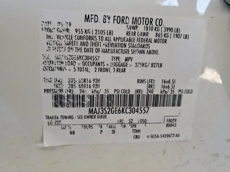 2019 FORD ECOSPORT SE  