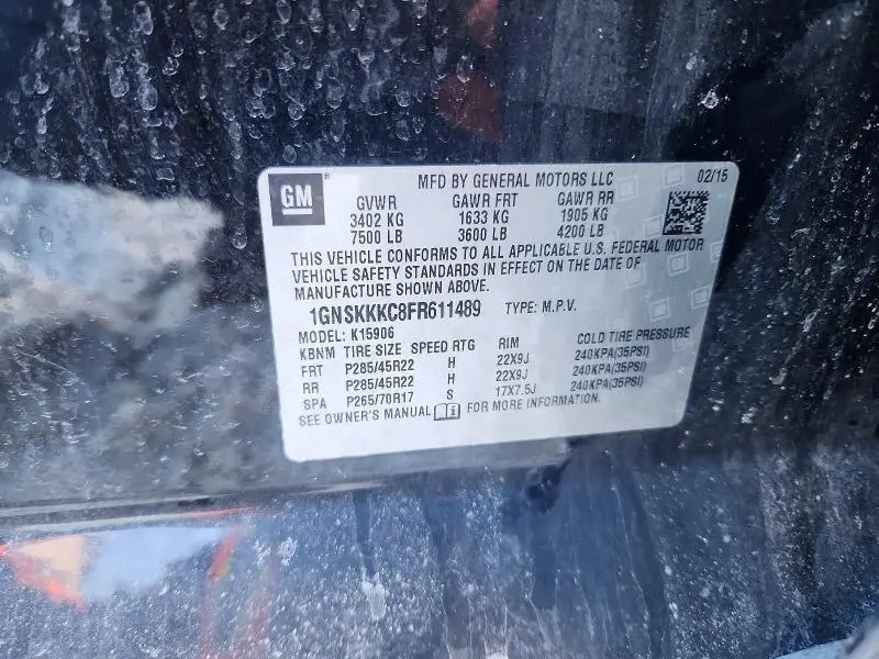 2015 CHEVROLET SUBURBAN K1500 LTZ  