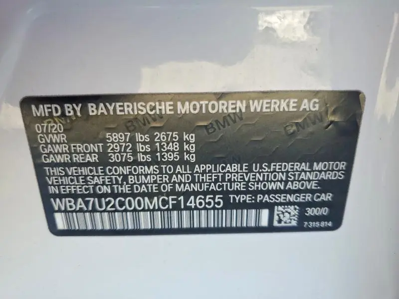 2021 BMW 750 XI  