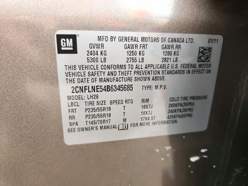 2011 CHEVROLET EQUINOX LT  