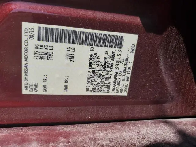 2016 NISSAN MAXIMA 3.5S  