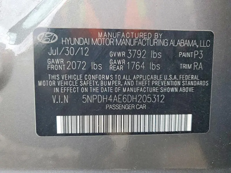 2013 HYUNDAI ELANTRA GLS  