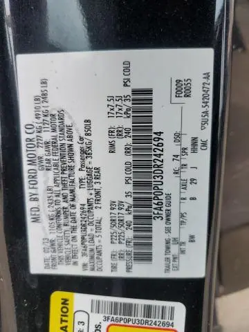 2013 FORD FUSION SE PHEV  