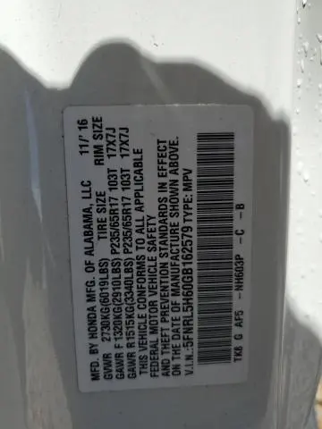 2016 HONDA ODYSSEY EXL  