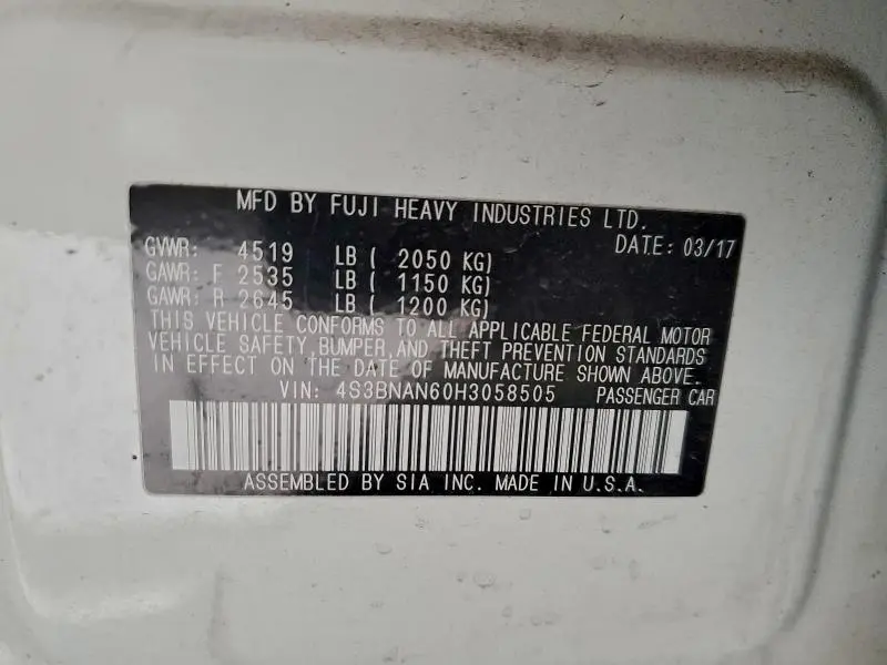 2017 SUBARU LEGACY 2.5I LIMITED  