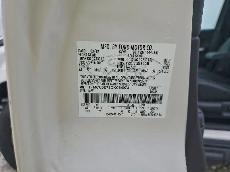 2012 FORD ESCAPE LIMITED  