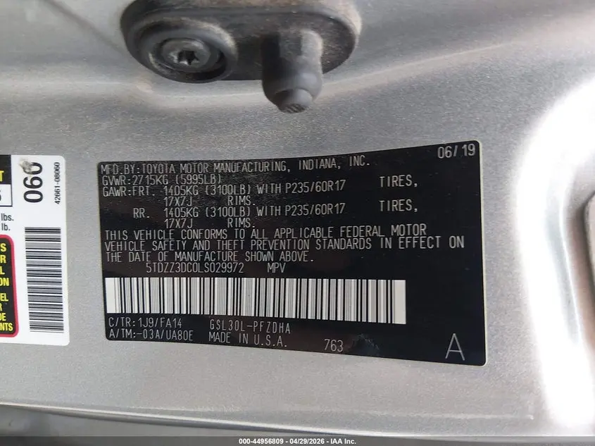 2020 TOYOTA SIENNA L