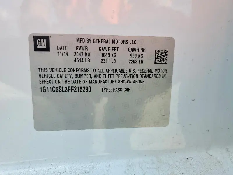 2015 CHEVROLET MALIBU 1LT  