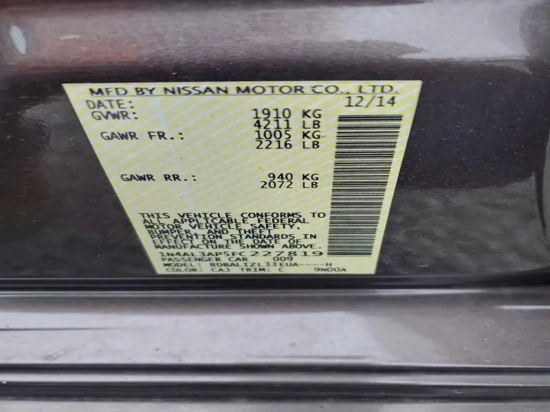 2015 NISSAN ALTIMA 2.5  