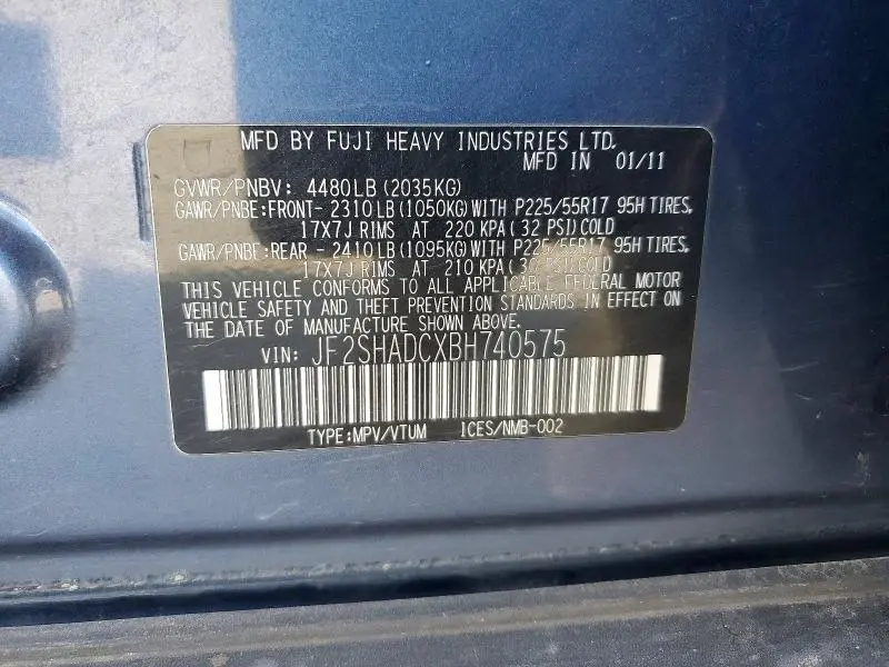 2011 SUBARU FORESTER   