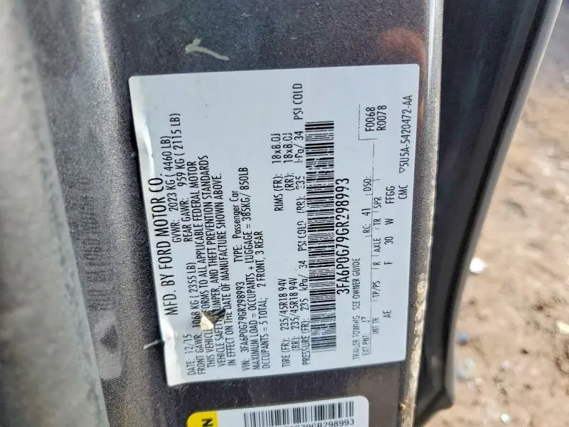 2016 FORD FUSION   