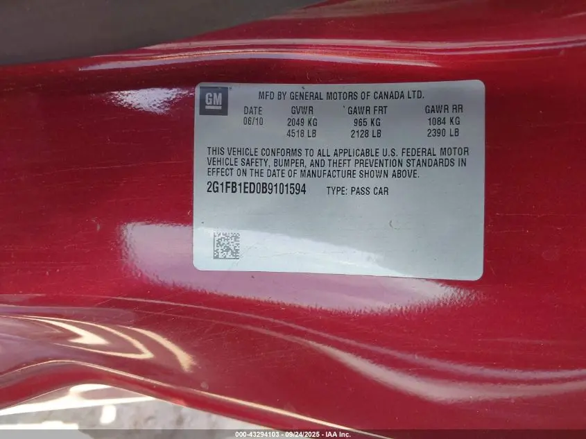 2011 CHEVROLET CAMARO 1LT