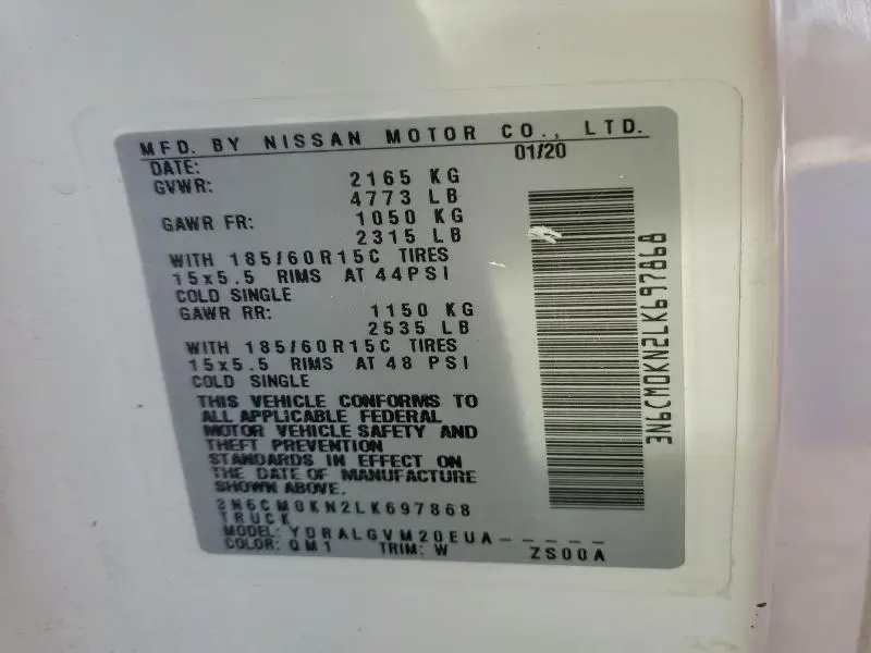 2020 NISSAN NV200 2.5S  