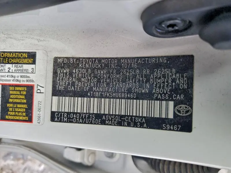 2017 TOYOTA CAMRY LE  