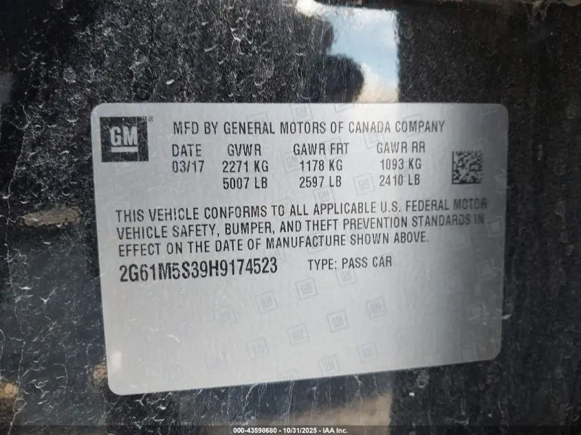 2017 CADILLAC XTS LUXURY