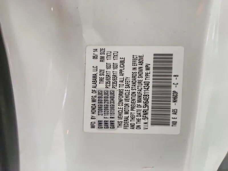 2014 HONDA ODYSSEY EXL  