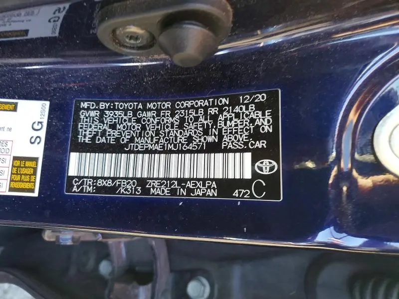 2021 TOYOTA COROLLA LE  