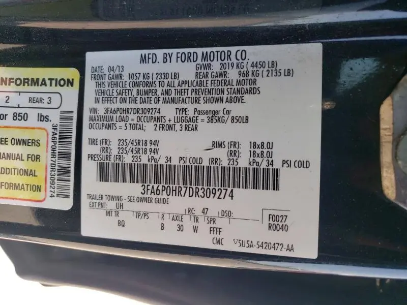 2013 FORD FUSION SE  