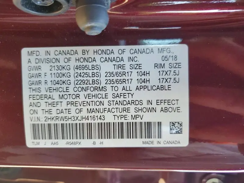 2018 HONDA CR-V LX  
