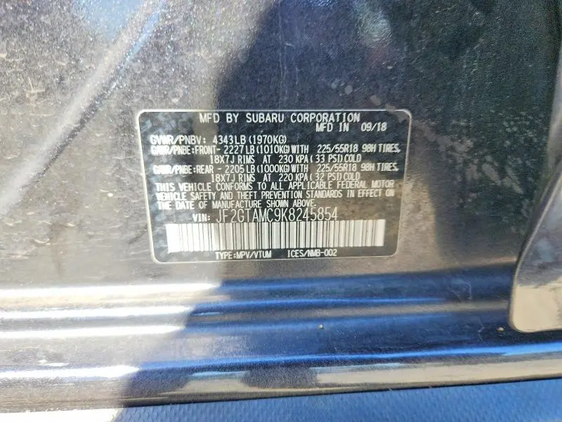 2019 SUBARU CROSSTREK LIMITED  