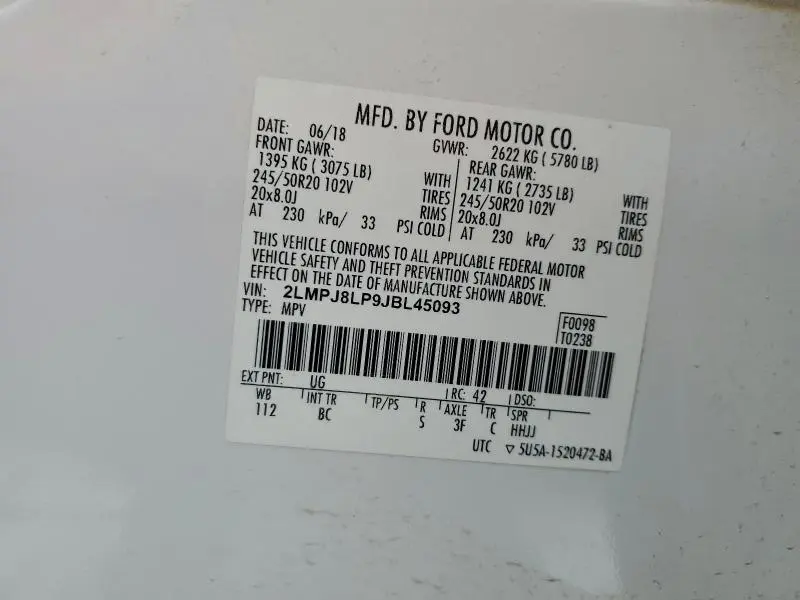 2018 LINCOLN MKX RESERVE  