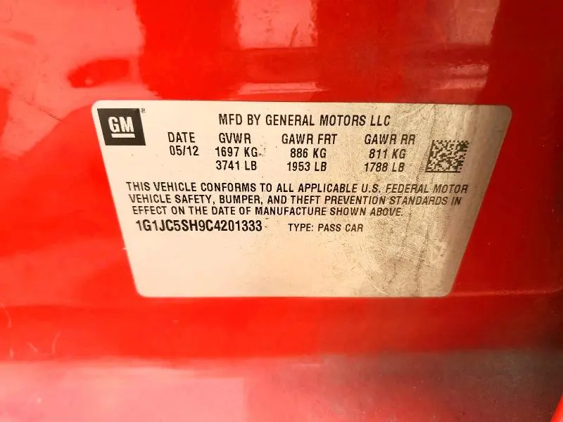 2012 CHEVROLET SONIC LT  