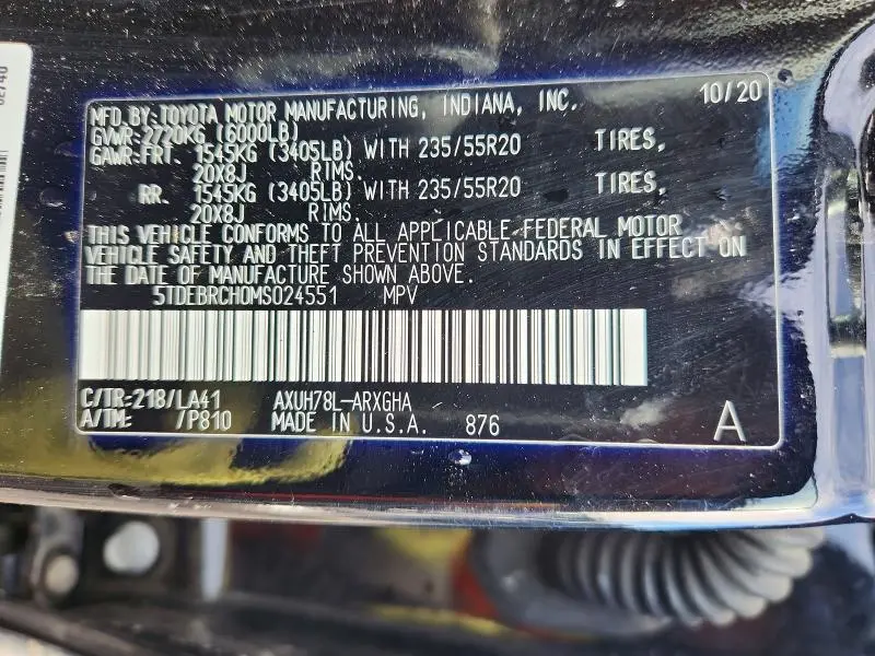 2021 TOYOTA HIGHLANDER HYBRID PLATINUM  