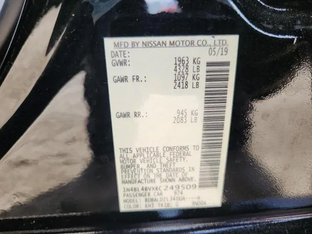 2019 NISSAN ALTIMA S  