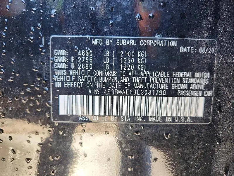 2020 SUBARU LEGACY PREMIUM  