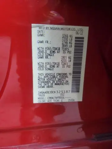 2012 NISSAN TITAN S  