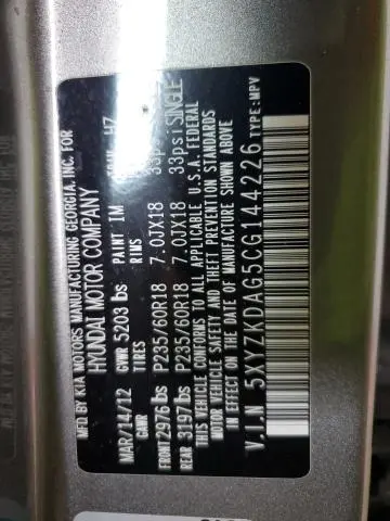 2012 HYUNDAI SANTA FE LIMITED  