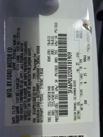 2013 FORD FUSION SE HYBRID  