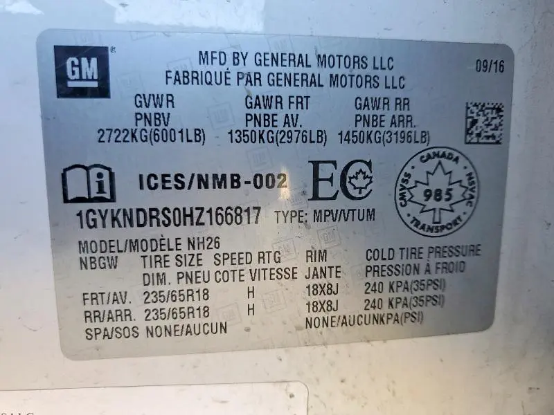 2017 CADILLAC XT5 LUXURY  