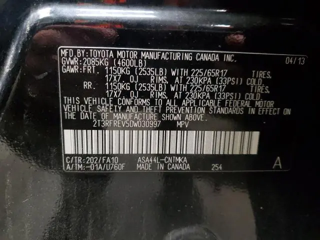 2013 TOYOTA RAV4 XLE  