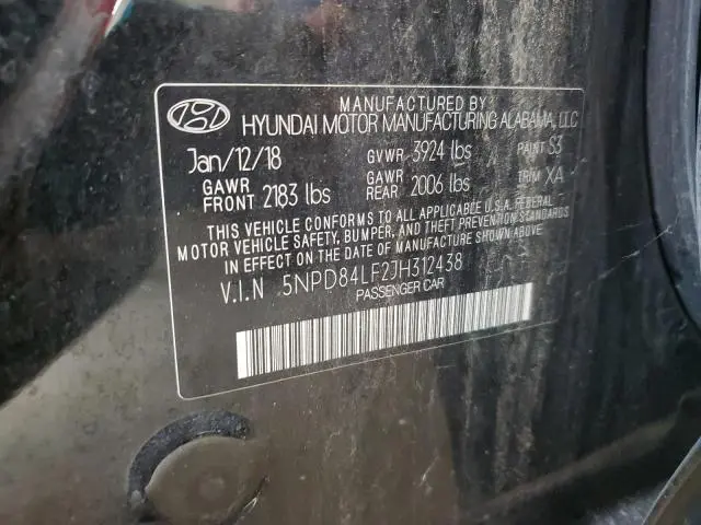 2018 HYUNDAI ELANTRA SEL  