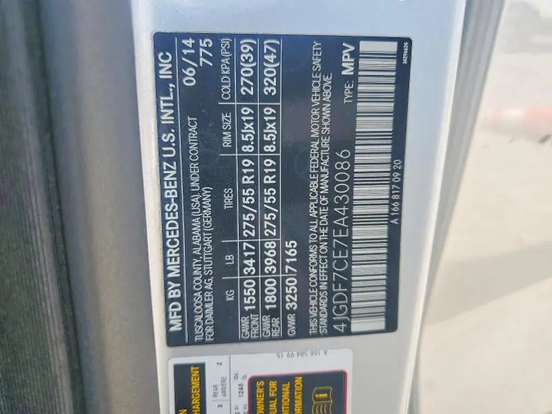 2014 MERCEDES-BENZ GL 450 4MATIC  