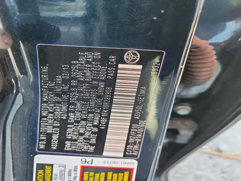 2013 TOYOTA CAMRY LE  