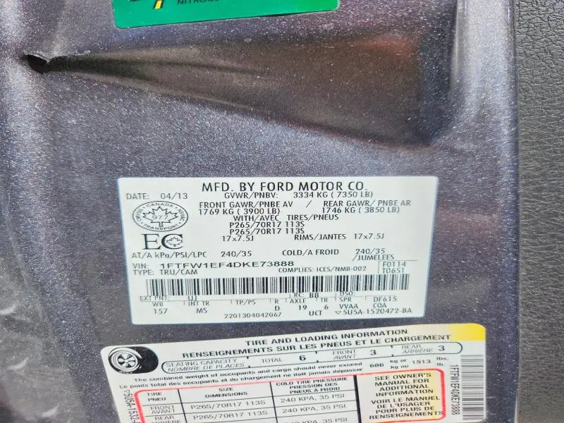 2013 FORD F150 SUPERCREW  