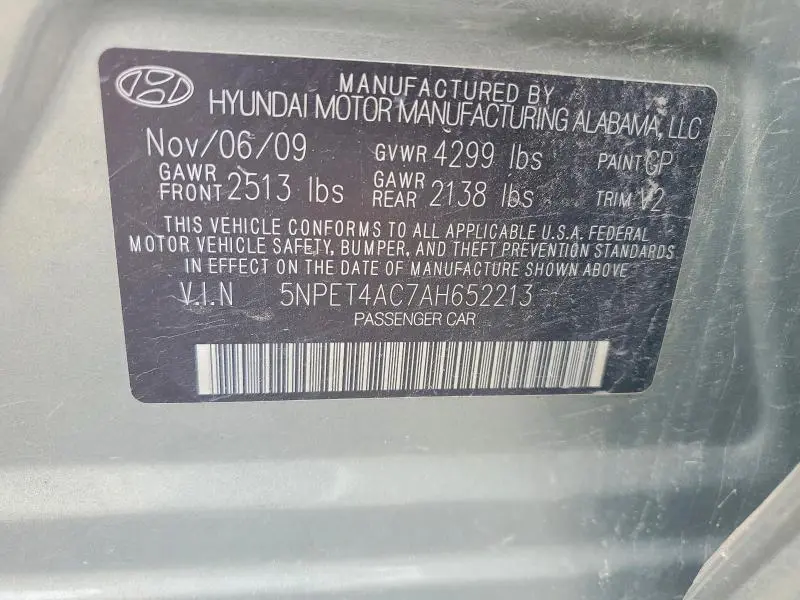 2010 HYUNDAI SONATA GLS  