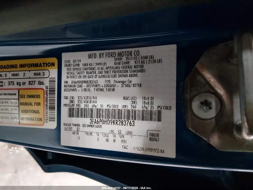 2019 FORD FUSION SE
