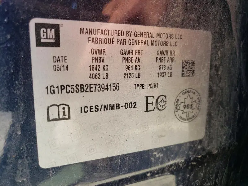 2014 CHEVROLET CRUZE LT  