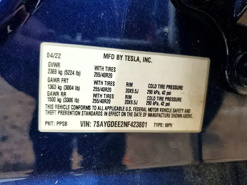 2022 TESLA MODEL Y   