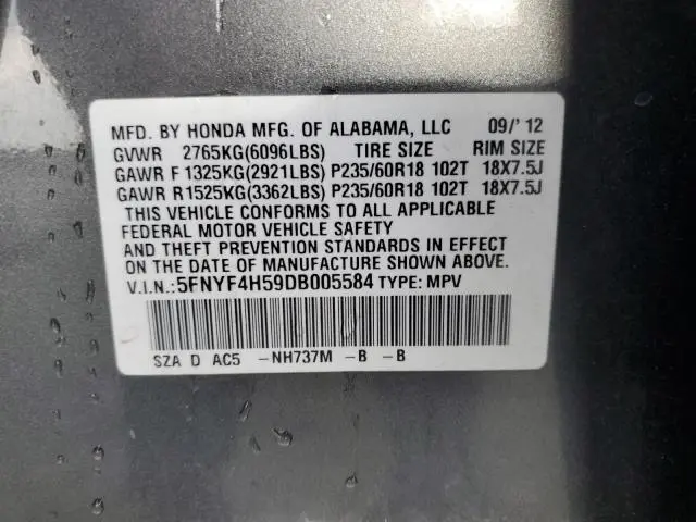 2013 HONDA PILOT EXL  