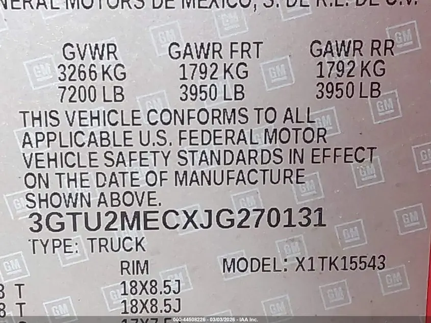 2018 GMC SIERRA 1500 SLE