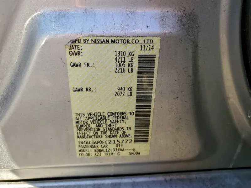 2015 NISSAN ALTIMA 2.5  