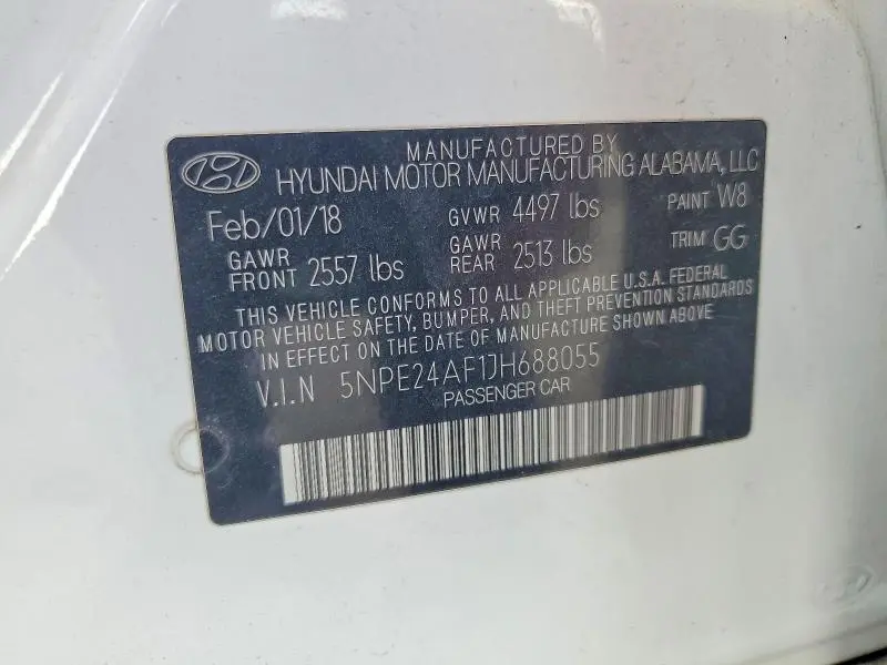 2018 HYUNDAI SONATA SE  