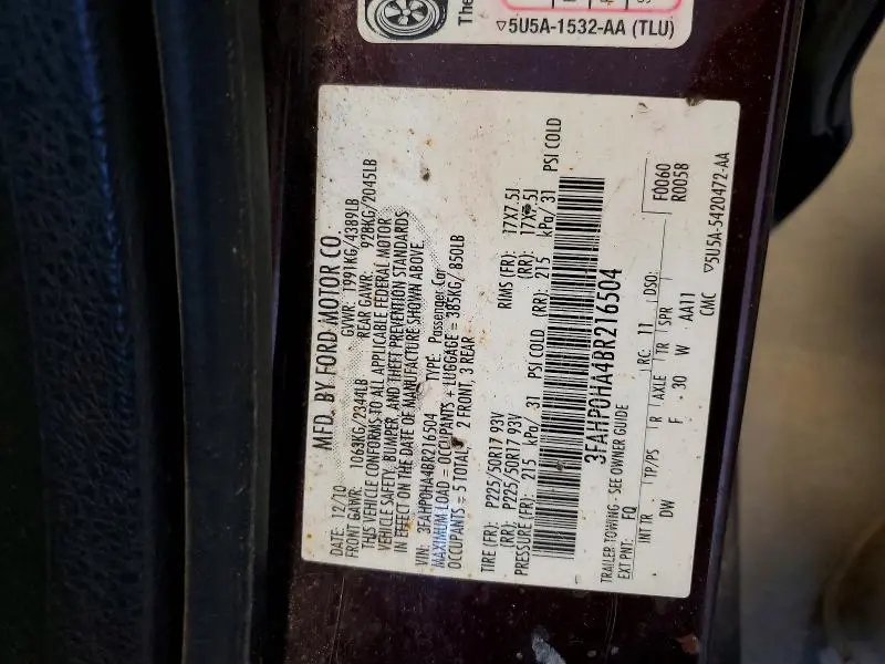 2011 FORD FUSION SE  