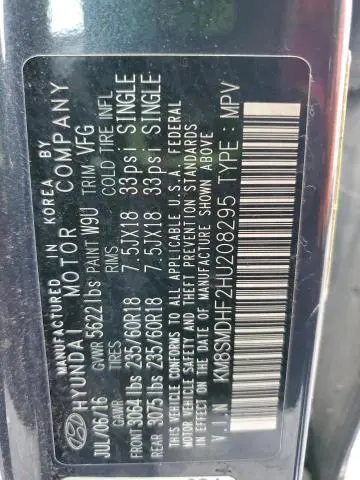 2017 HYUNDAI SANTA FE SE  