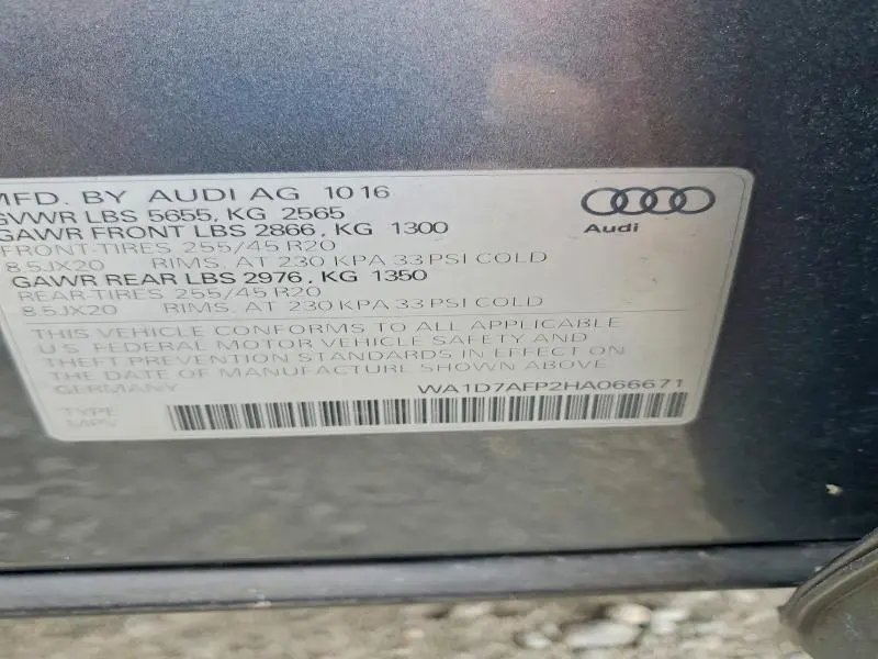 2017 AUDI Q5 PREMIUM PLUS S-LINE  